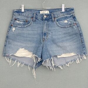 Abercrombie Fitch Womens Shorts 30 Curve Love Boyfriend Mid Rise Cut Off Denim